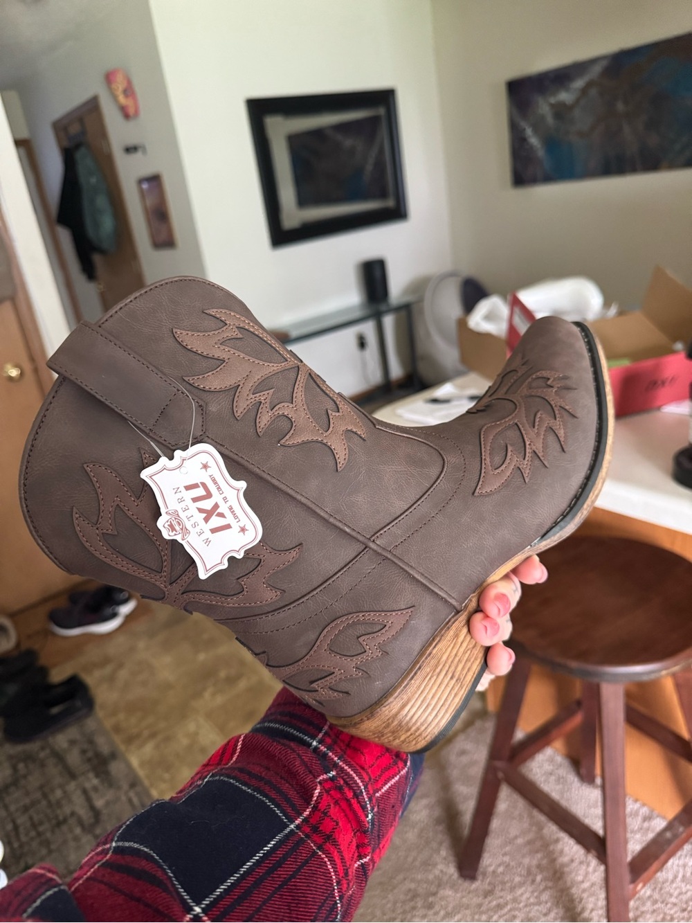 Women's Brown Embroidered Western Ankle Boots